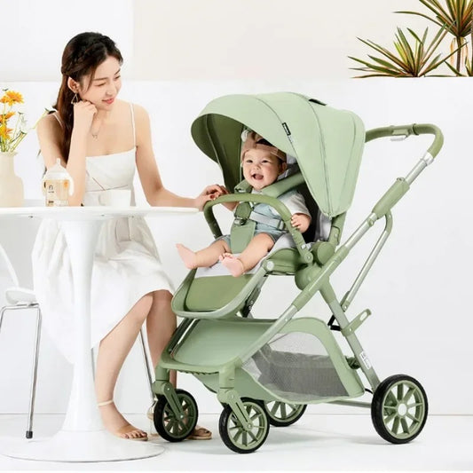 Poussette-bebe-portable-vert