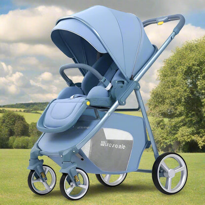 Poussette-compacte-bidirectionnelle-bleue