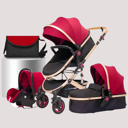 Poussette-3-en-1-classique-rouge-noir