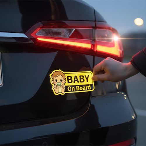 Autocollant bébé à bord sécurité routière sur valise