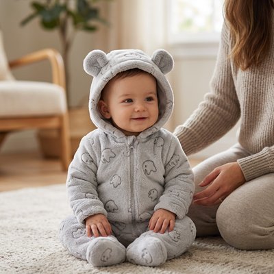 bebe combinaison confort polaire gris éléphant