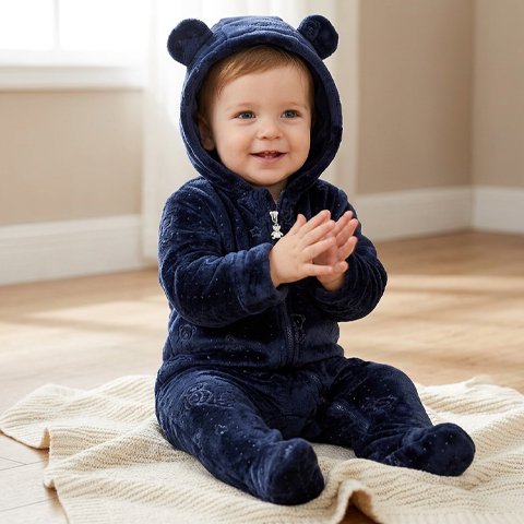 bebe combinaison polaire bleu ourson