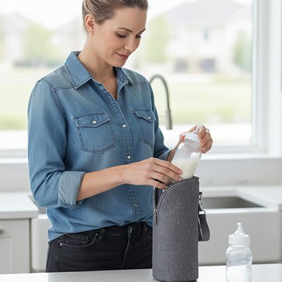 Biberon sac isotherme gris