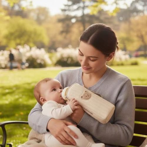 Biberon sac isotherme ourson couleur beige