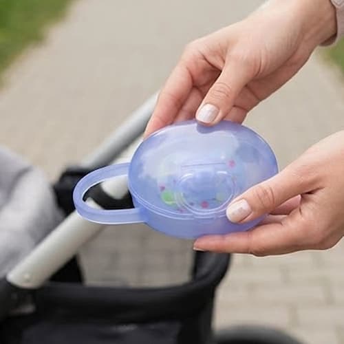 boite a tetines compacte transparente couleur bleue