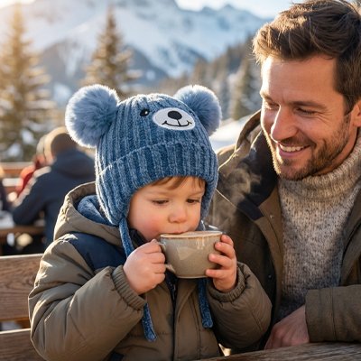 bonnet bebe ourson joyeux bleu