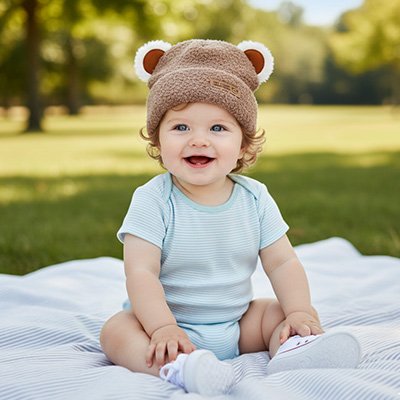 bonnet bébé ourson mini marron