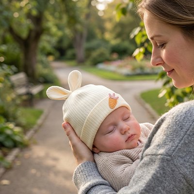 bonnet pour bebe lapin d'amour jaune