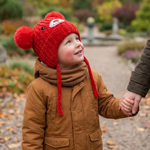 bonnet bebe ourson joyeux couleur rouge