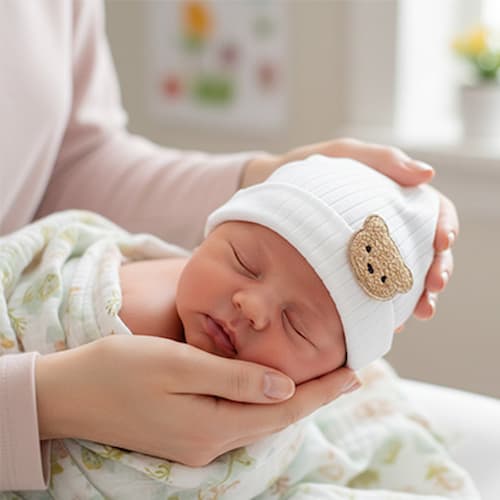 bonnet bébé tendre nounours couleur blanc