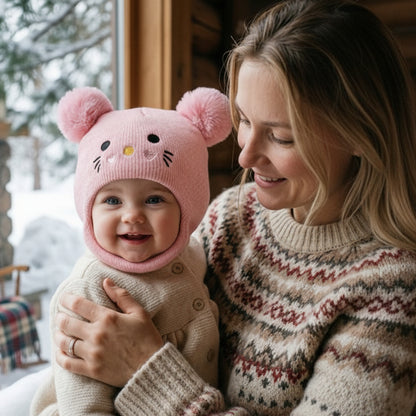 cagoule pour bebe souris brodée rose