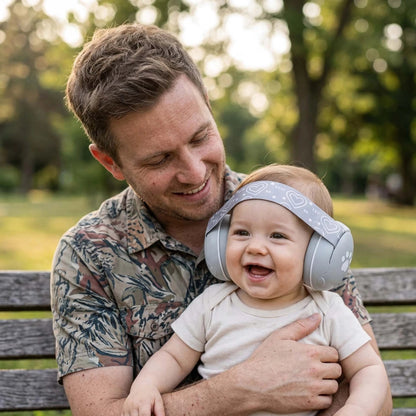 casque pour bébé anti-bruit coeur joyeux gris