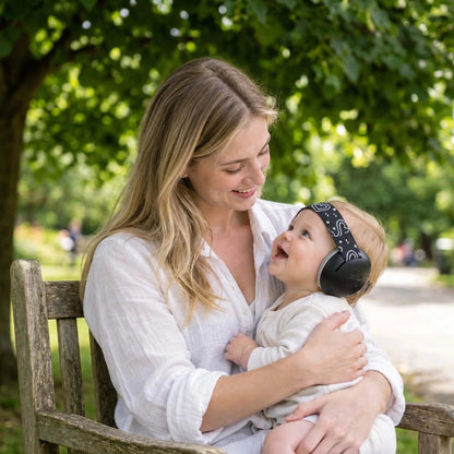 casque pour bébé anti-bruit coeur joyeux noir