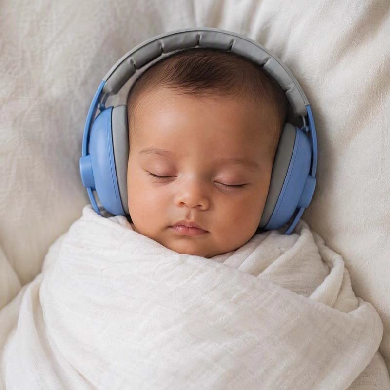 casque pour bébé anti-bruit douceur auditive bleu