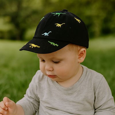 Casquette pour bebe dinosaure noire