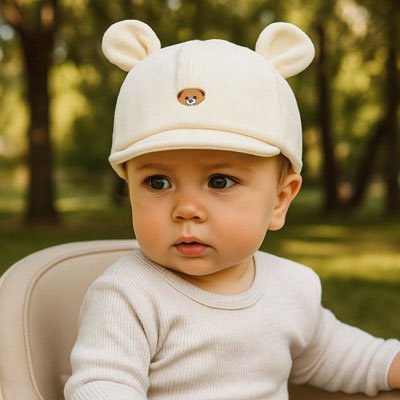 casquette pour bebe ourson adorable blanche