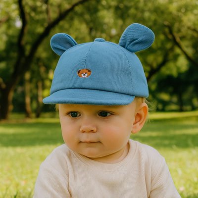 casquette pour bebe ourson adorable bleue