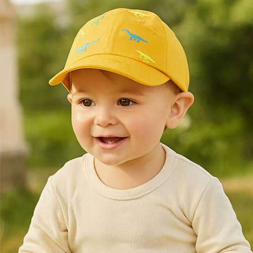 casquette pour bebe dinosaure couleur jaune