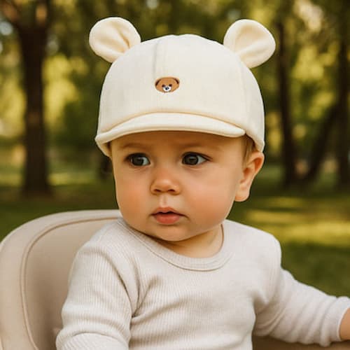 casquette pour bebe ourson adorable couleur  blanche