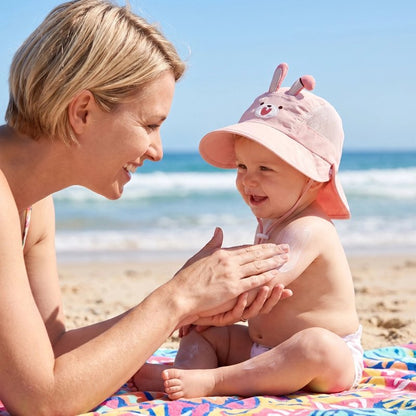 Chapeau protège nuque bebe animaux coquins rose