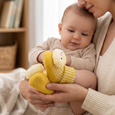 chaussette bebe 0-6 mois animaux délicats poussin