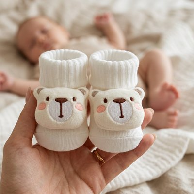 chaussette bébé 0-6 mois animaux forêt ourson