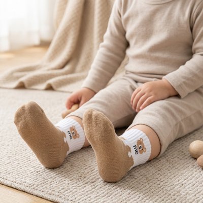 chaussette bebe famille 3 ours kaki