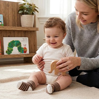 chaussette pour bebe délicatesse rayée brune