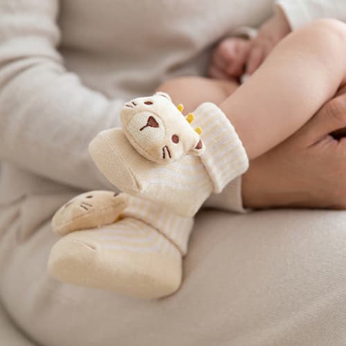 chaussette bebe 0-6 mois animaux délicats motif loutre