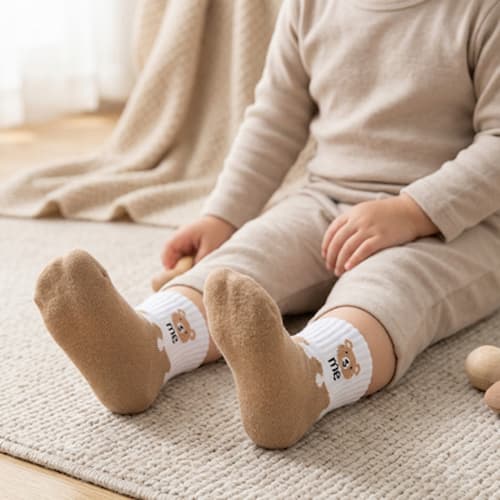 chaussette bebe famille 3 ours couleur kaki