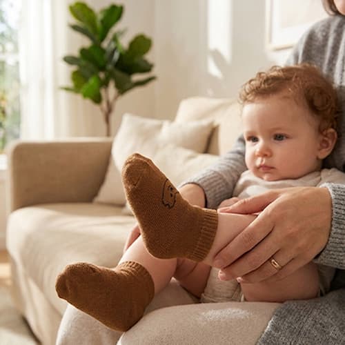 chaussette bebe ours mini couleur marron