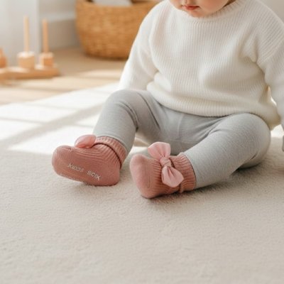 chaussettes bébé fille boucles coquettes rose foncé