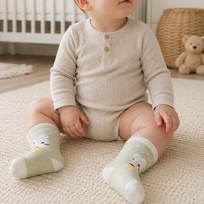chaussettes bebe motifs animaliers chat