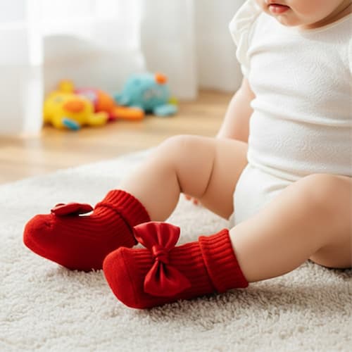 chaussettes bébé fille coquettes couleur rouge
