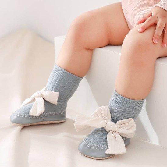 chausson bebe fille 2 en 1 élégant bleu