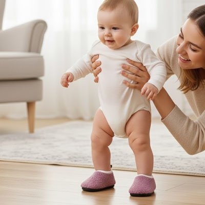 Chausson souple bébé découverte rose