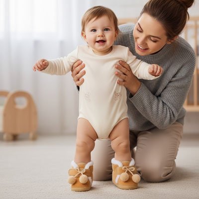 chausson souple pour bebe confort serein marron