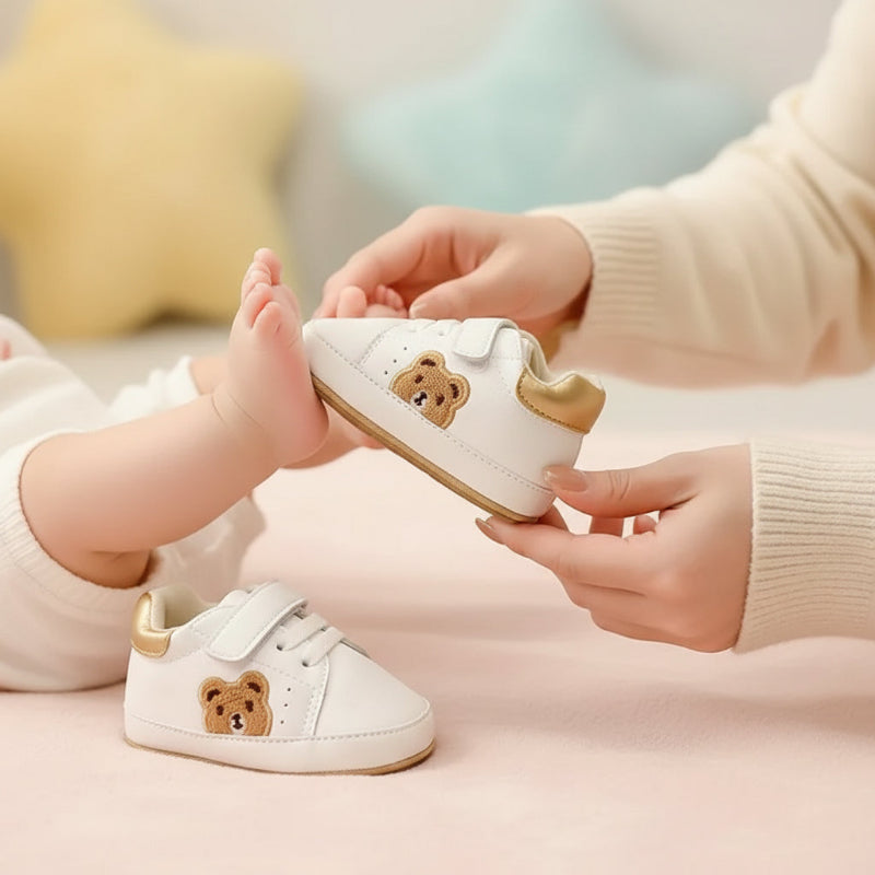chaussure bebe premier pas ourson respirant brun