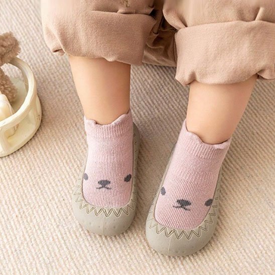 chaussure bebe souple hybride animalier rose