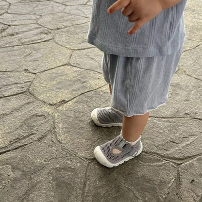 chaussure ete bebe tissu mesh gris
