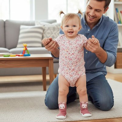 chaussure souple bebe animaux forêt  lapin rose