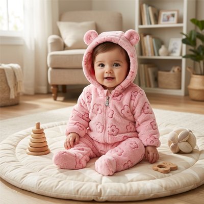 combinaison bébé fille rose tendre fleurs