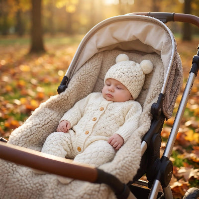 combinaison chaude bebe cocon cozy blanc dans poussette