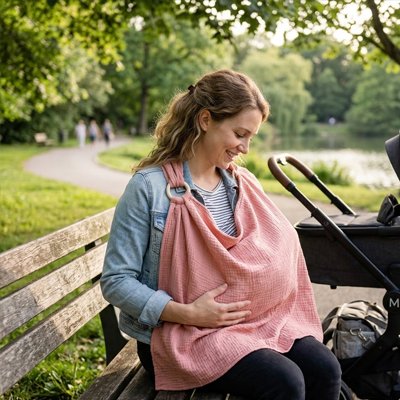 couverture d'allaitement cocooning rose