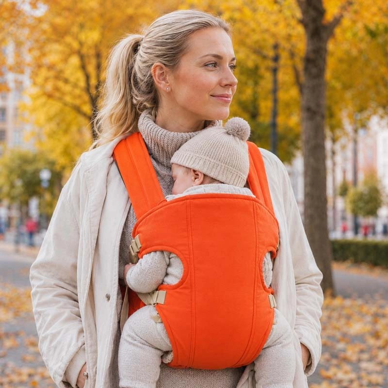 Kangourou porte bebe brillance orange