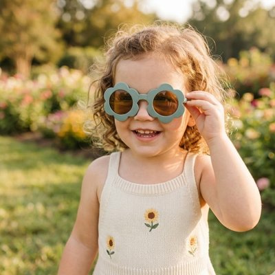 lunette de soleil bébé fleur colorée verte