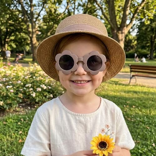 lunette de soleil bébé fleur colorée couleur marron