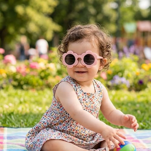 lunette de soleil bebe fleur coquette couleur rose