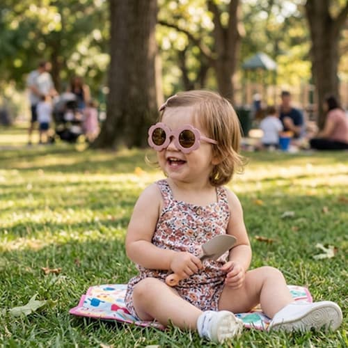 lunette de soleil bebe fleur coquette couleur rose foncé