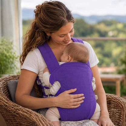Mère avec Kangourou porte bebe brillance violet